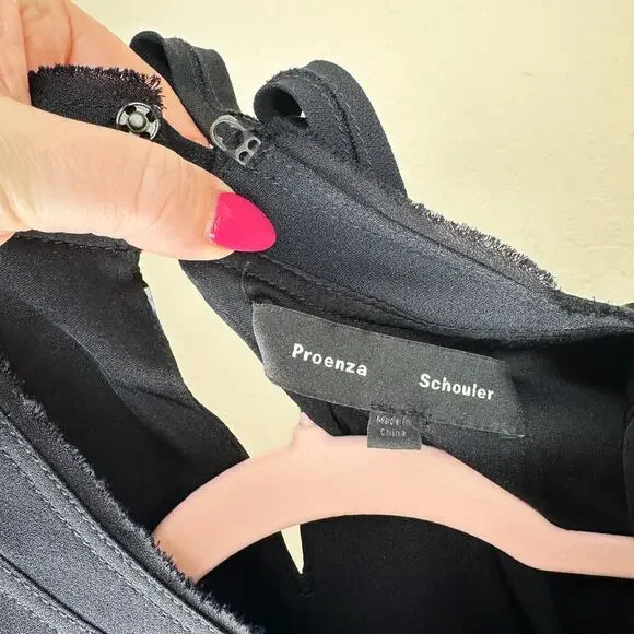 Proenza Schouler Floral Print Blue Black Tie Back Short Sleeve Mini Shift Dress - Picture 13 of 16